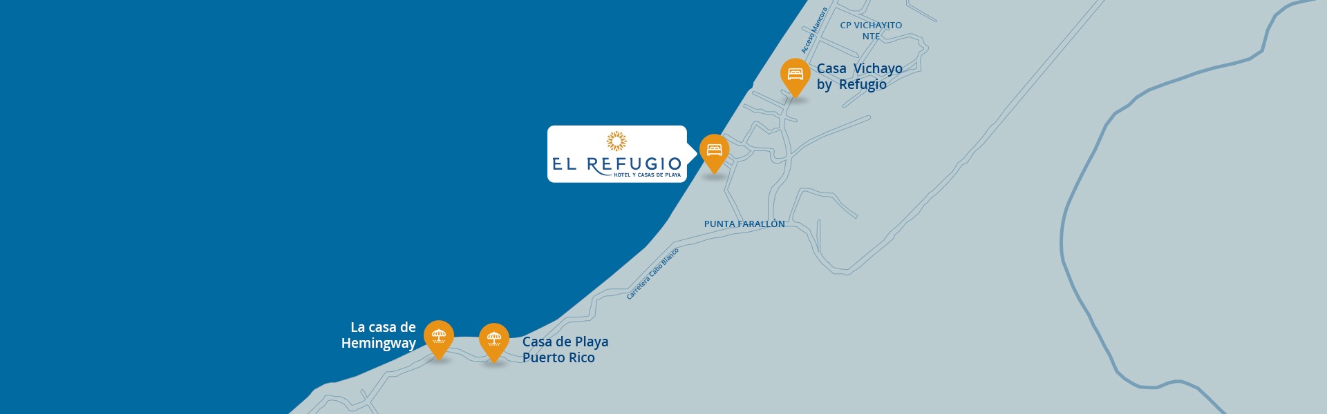 El Refugio Hotel y Casas de Playa Mapa